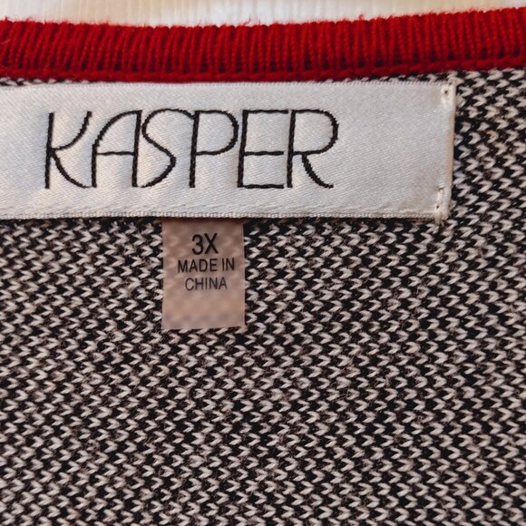 Kasper: Long Sleeve Sweater, Size 3X, Grey/Black/Red - Picture 7 of 9